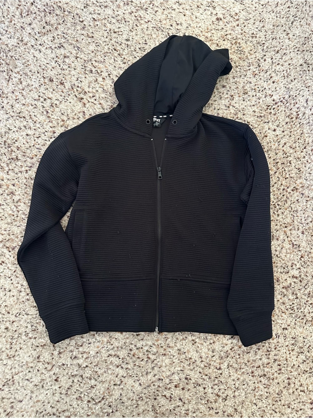 DKNY  Women Black Hooded Zip Jacket XS